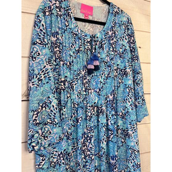 Lilly Pulitzer Size XL Long Sleeve Dress Tassels Blue Dressy Cute Preppy - Picture 6 of 6